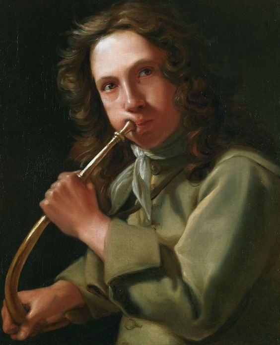 Jovem tocando trompa de caça - Michiel Sweerts, Bruxselles 1618-1664 - Flatschart Horns