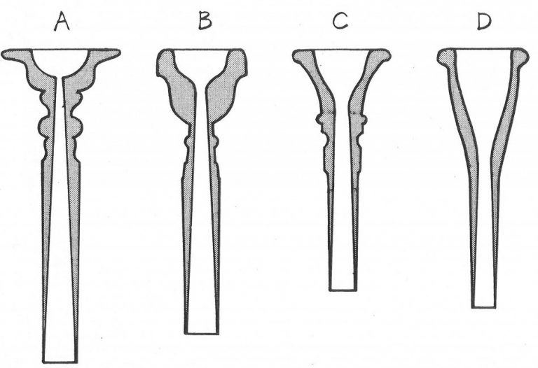 Quatro bocais com copos do mesmo diâmetro, porém com formatos internos diferentes - Flatschart Horns
